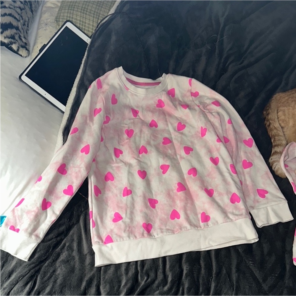 Cat & Jack XL Pink Heart & pink tie dye Patterned Sweatshirt